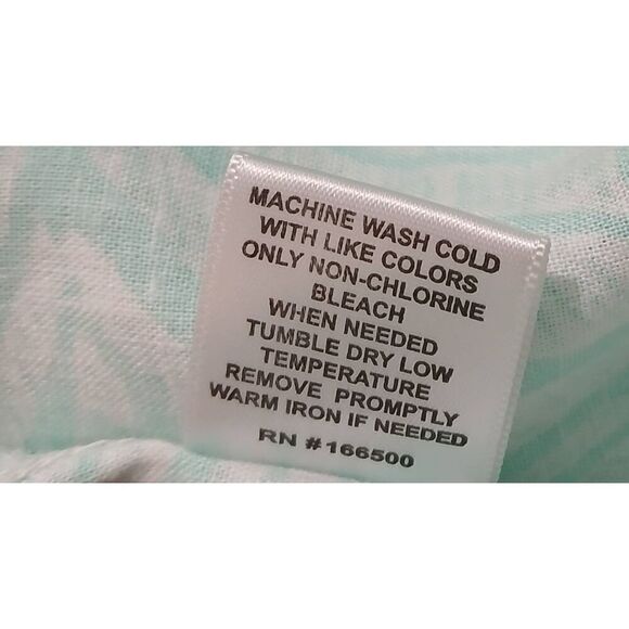 Coral bay womens size 1xl aqua blue green linen cotton shirt top flutter sleeve - Picture 7 of 8